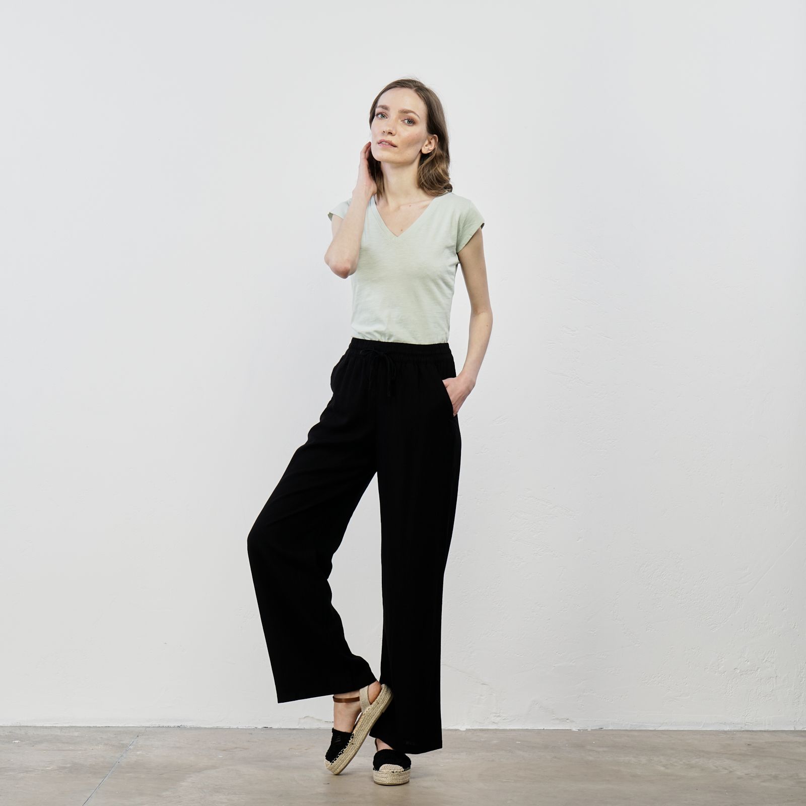 Malito Pantaloni In Lino Donna - Chino Capri Taglio Comodo, Colore Nero, Taglia L