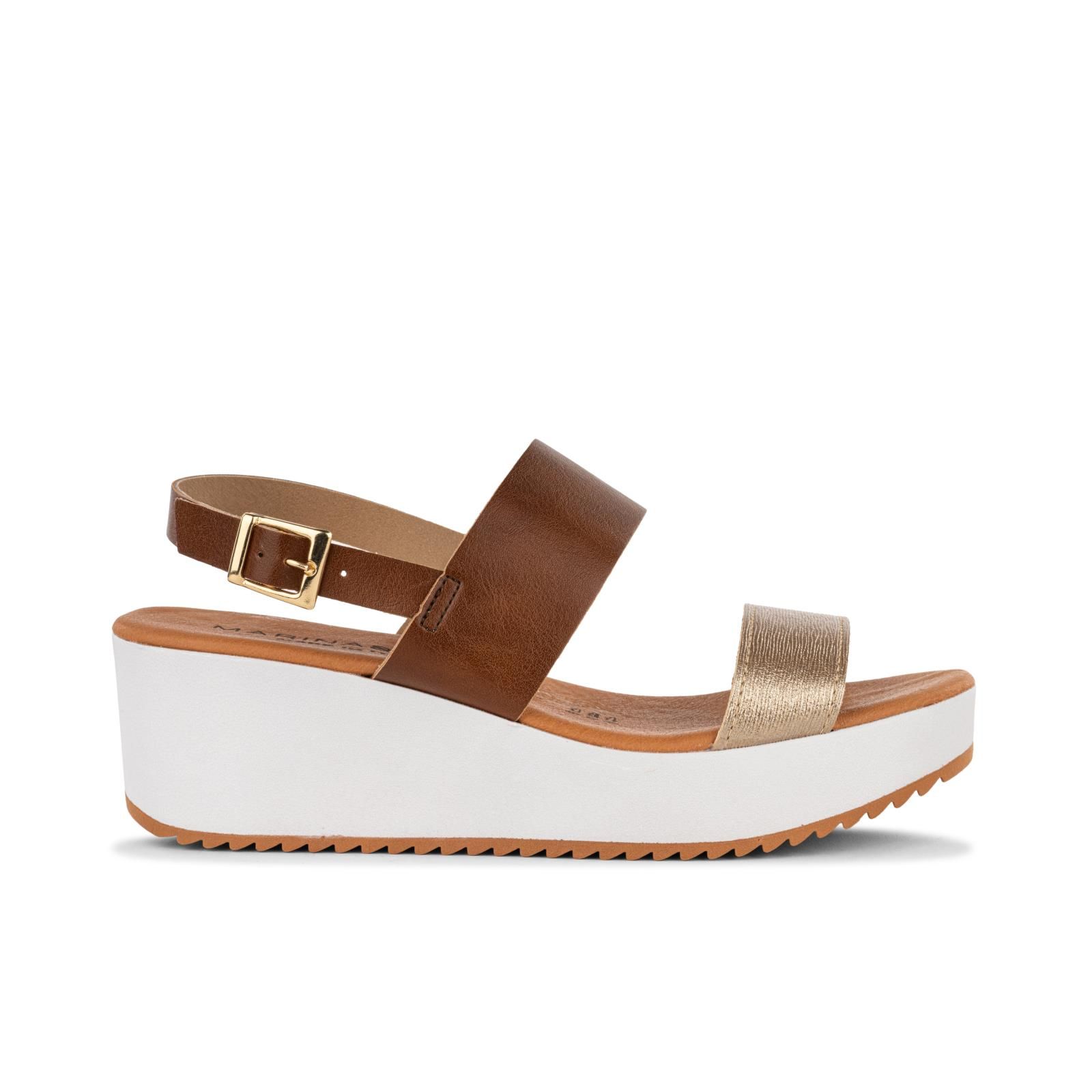 Inuovo Sandali Da Donna Con Zeppa Tricolor E Fascette Incrociate In Pelle Crema 149165191