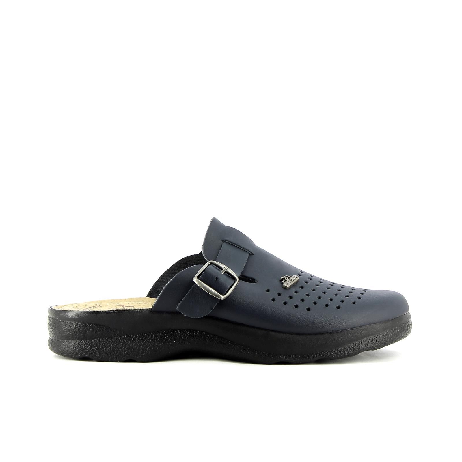 Fly Flot Ciabatte Sanitarie Uomo Blu – Modello Anatomico 82094 – Pelle, Tacco A Zeppa, Taglia 43