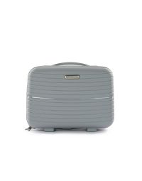 Beauty case rigido grigio con zip e manico