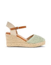 Campesine verdi da donna con cinturino e zeppa