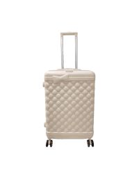 Trolley piccolo rigido bianco con quattro ruote e lucchetto a combinazione