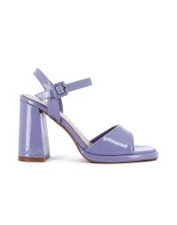 Sandali lilla lucidi con plateau e tacco alto largo
