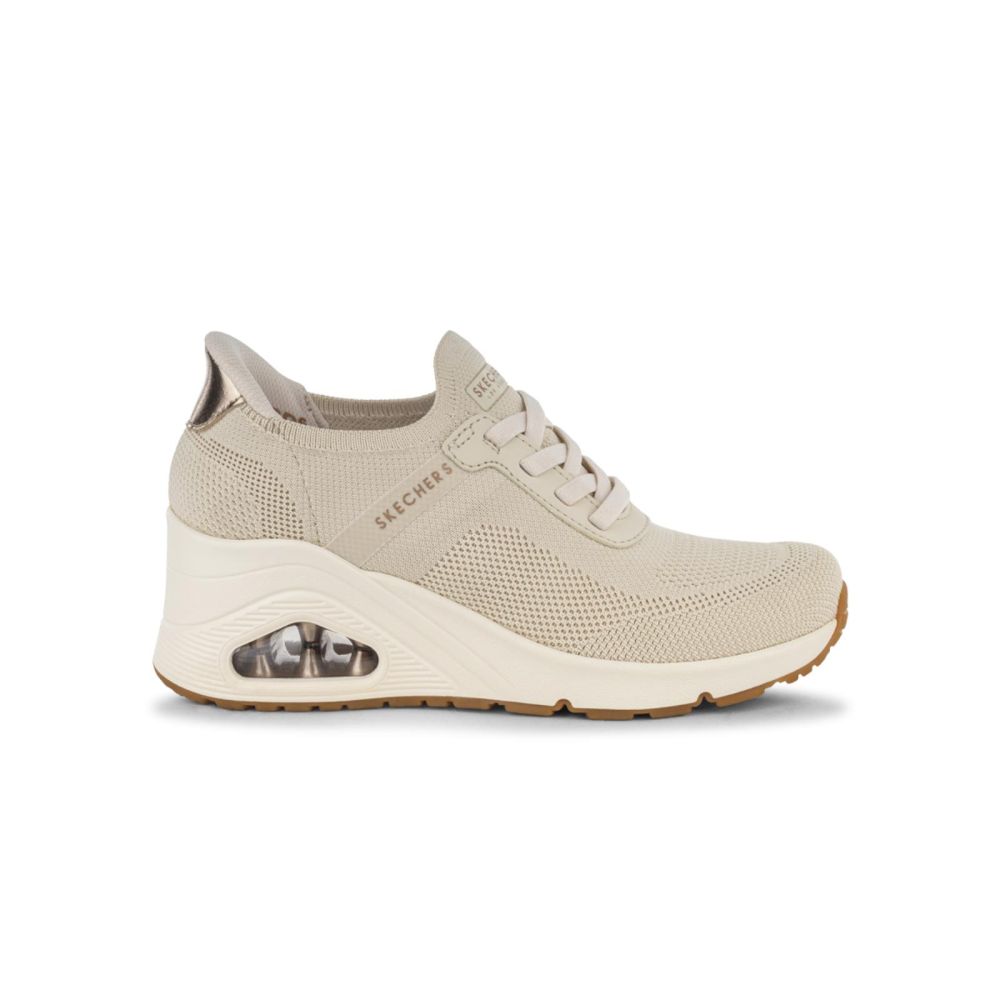 Sneakers beige da donna con zeppa 6 cm Skechers Hands Free Slip-ins ...