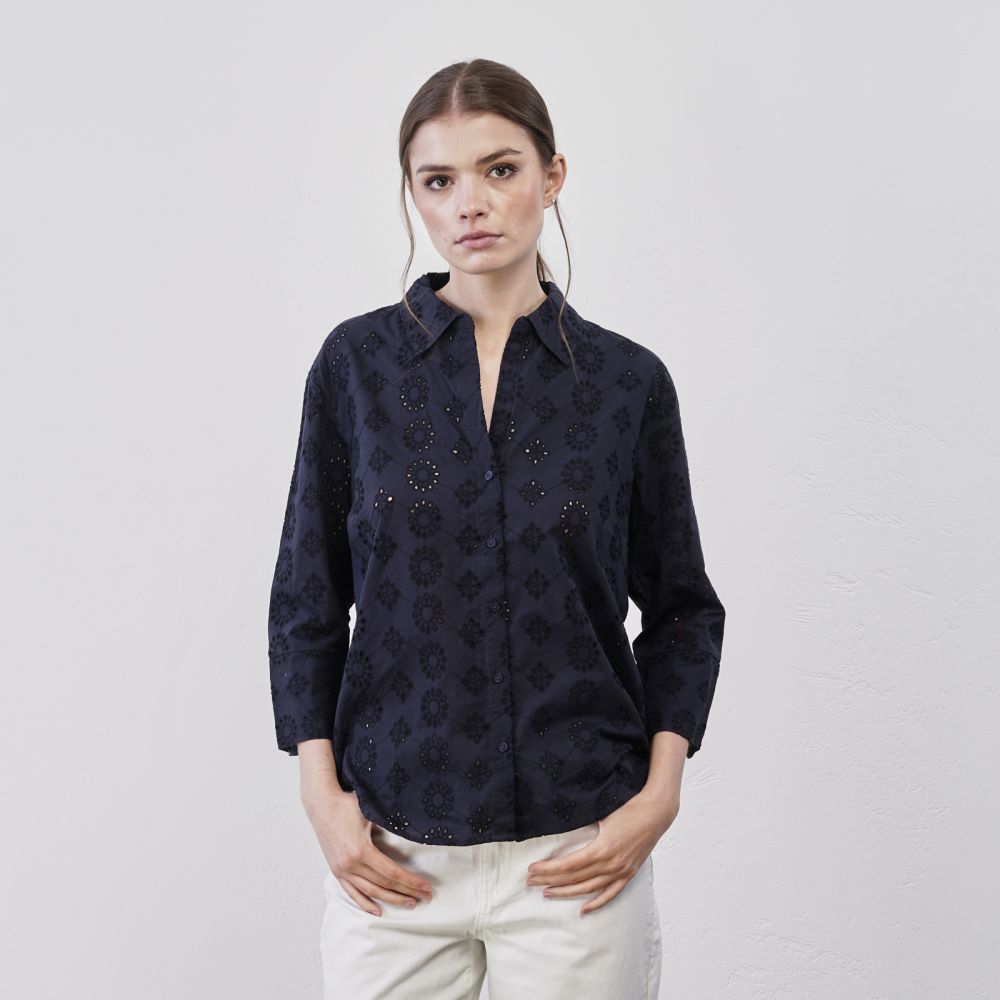 DESIGN - Camicia vestibilità classica bianca in raso con maniche voluminose e nodo al collo
