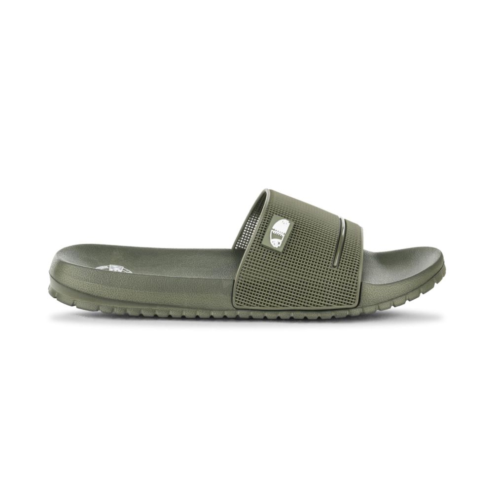 Ciabatte a fascia da uomo verde militare con trama testurizzata ...