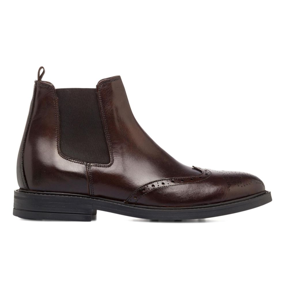 HX London Erith Leather Oxblood Brogue Chelsea Boots in Brown for Men