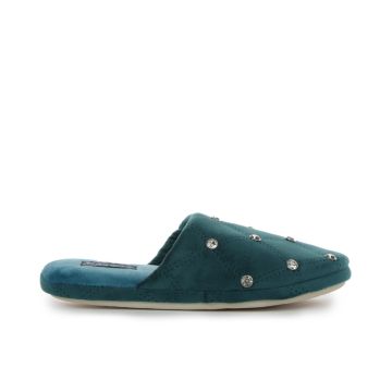 Ciabatte donna blu da casa con maxi strass