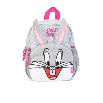 Zainetto grigio da viaggio con tasche e stampa cartoon Bugs Bunny