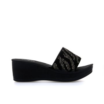 Ciabatte nere da mare con zeppa e strass