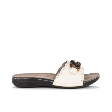 Ciabatte casual bianche da donna con dettaglio catena