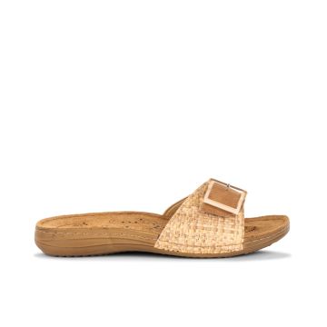 Ciabatte casual beige da donna con dettaglio catena