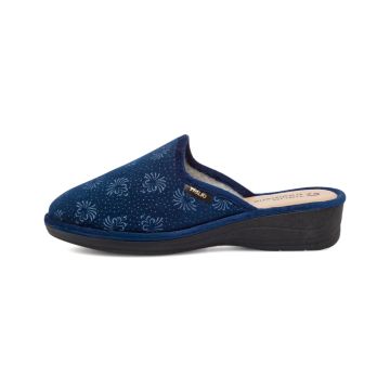 Ciabatte casa blu da donna con zeppina
