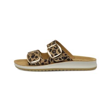 Ciabatte casa a fascia da donna animalier in pelle