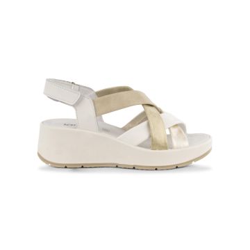 Sandali con zeppa 6 cm da donna bianchi e oro effe