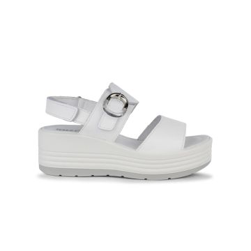 Sandali bianchi da donna con zeppa platform 5 cm e