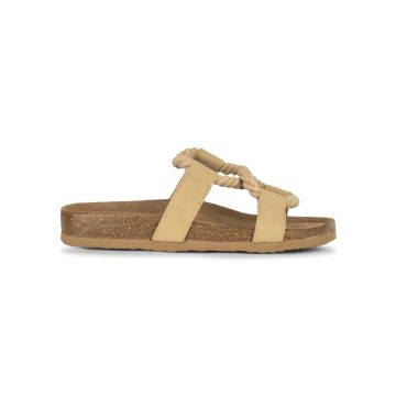 Sandali da donna beige con dettaglio in corda e fo