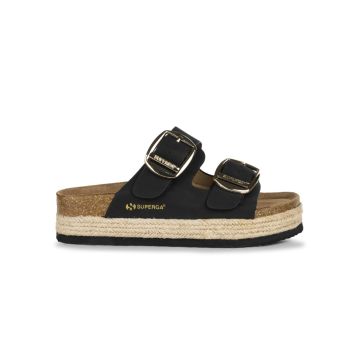 Sandali Superga neri da donna con suola platform e