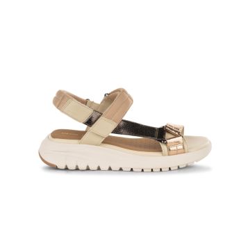 Sandali beige Geox da donna con suola platform e strappi
