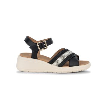 Sandali con zeppa 5 cm da donna neri con fasce inc