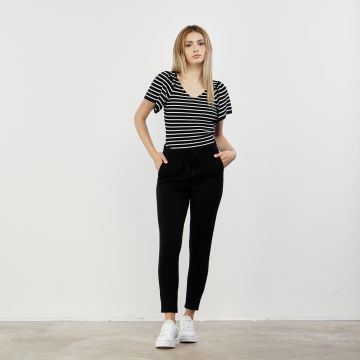 Pantaloni neri con tasche e coulisse in vita