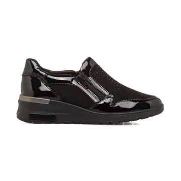 Sneakers comfort slip-on nere con strass