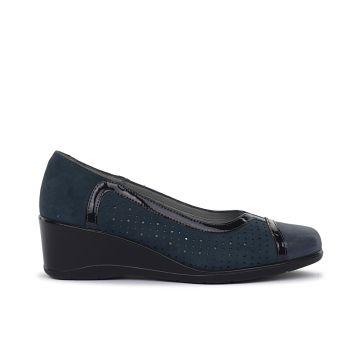 Ballerine blu comfort in pelle