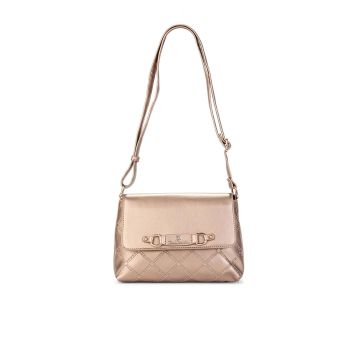 Borsa a tracolla oro regolabile con chiusura a patta
