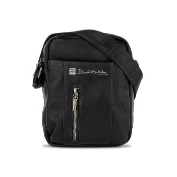 Borsello nero da umo con tracolla e tasca con zip