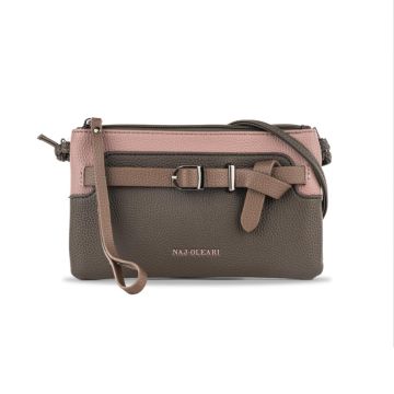 Pochette marrone da donna con dettaglio fibbia