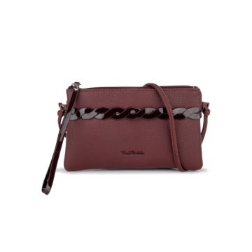 Borsa bordeaux da donna con tracolla e dettagli lucidi