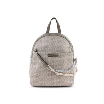 Zainetto grigio da donna con stampa logo e catena