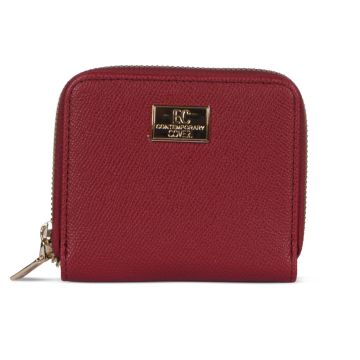 Portafoglio rosso da donna con zip e logo