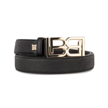 Cintura nera da donna con fibbia logo