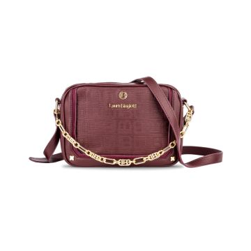 Borsa bordeaux da donna con tracolla e dettaglio catena