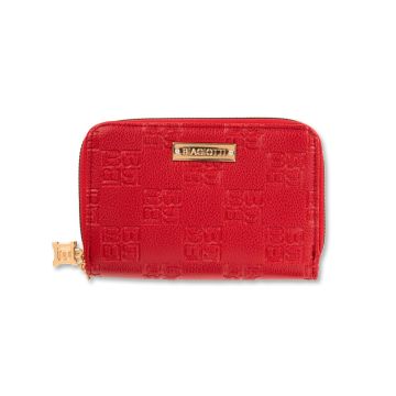 Portafoglio da donna rosso con stampa loghi
