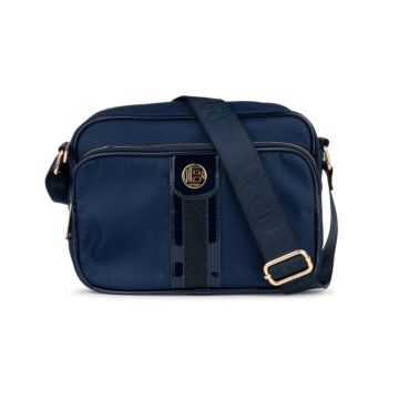 Borsa a tracolla blu da donna con inserto glitter