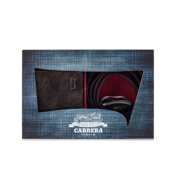 Cofanetto regalo da uomo con portafoglio e cintura marroni