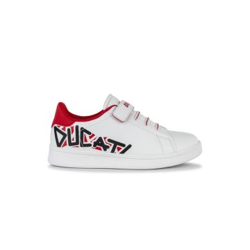 Sneakers tennis bianche da bambino con scritta