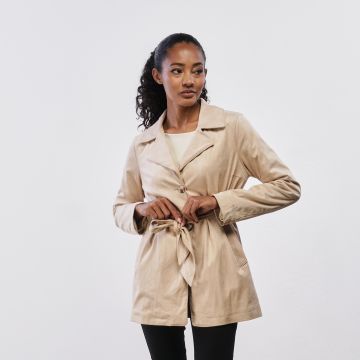 Trench beige da donna con chiusura con bottone Kate Cut