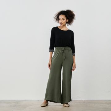 Pantaloni lunghi ampi verdi con coulisse in vita