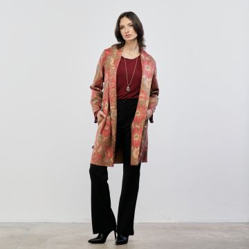 Cappotto marrone stampa fiori