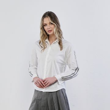 Camicia bianca con banda maniche in lurex