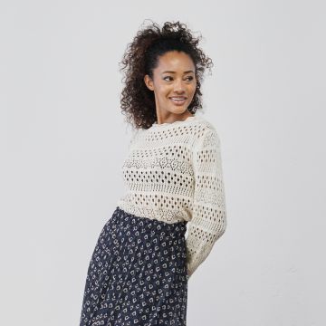 Maglioncino leggero panna traforato da donna