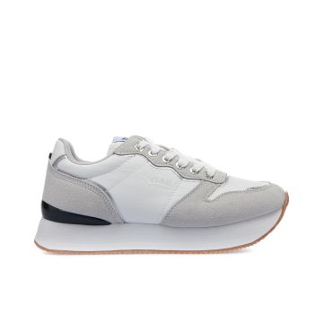 Sneakers grigie con suola platform e logo