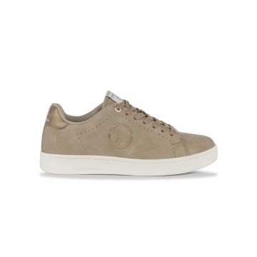 Sneakers tennis beige da uomo con lacci e stemma logo
