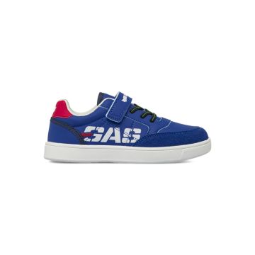 Sneakers blu Gas da bambino con maxi logo colorato