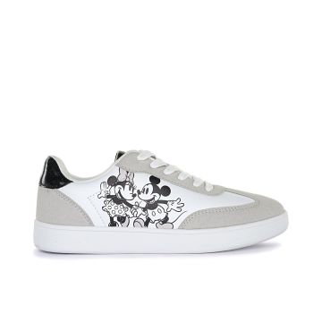 Sneakers bianche e beige Disney con cartoon Minnie e Mickey Mouse