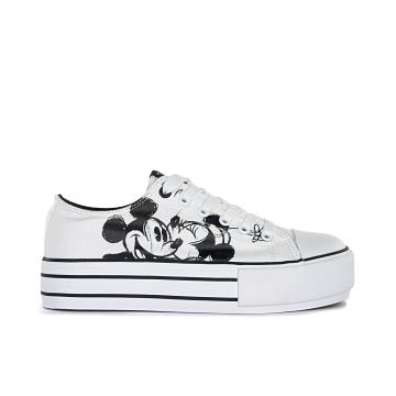 Sneakers bianche Disney suola platform con cartoon