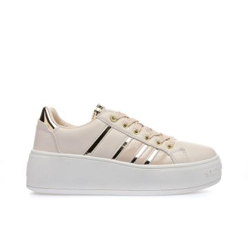 Sneakers rosa con suola platform e dettagli laminati